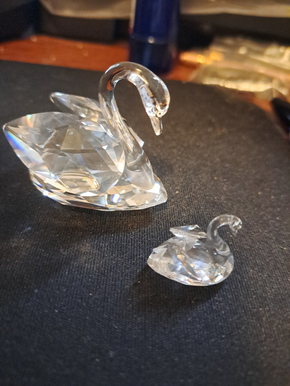 Swarovski Crystal Large Swan With Baby Retired Iconic Box Logo Excellent!